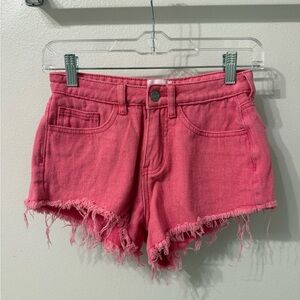 superdown Vibrant Pink Frayed Jean Shorts